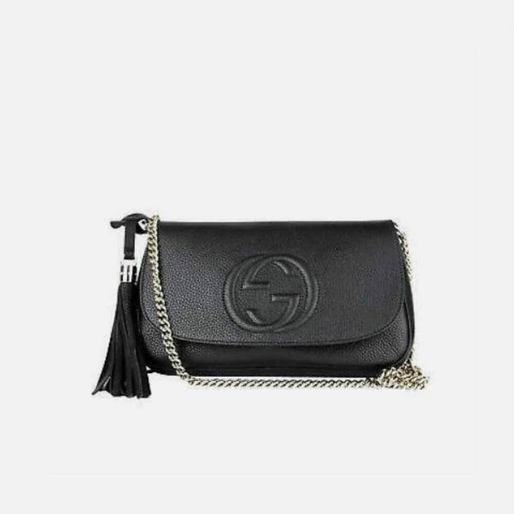 Gucci Soho Disco Long Flap Black Leather Crossbody
